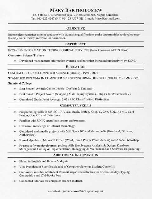 College Resumes Resume Example Of A New Graduate