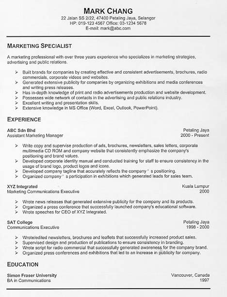 chronological resume sample. Free Online Resume Builder