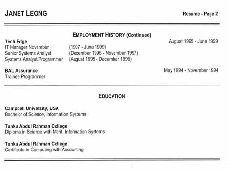 Example of a functinal resume