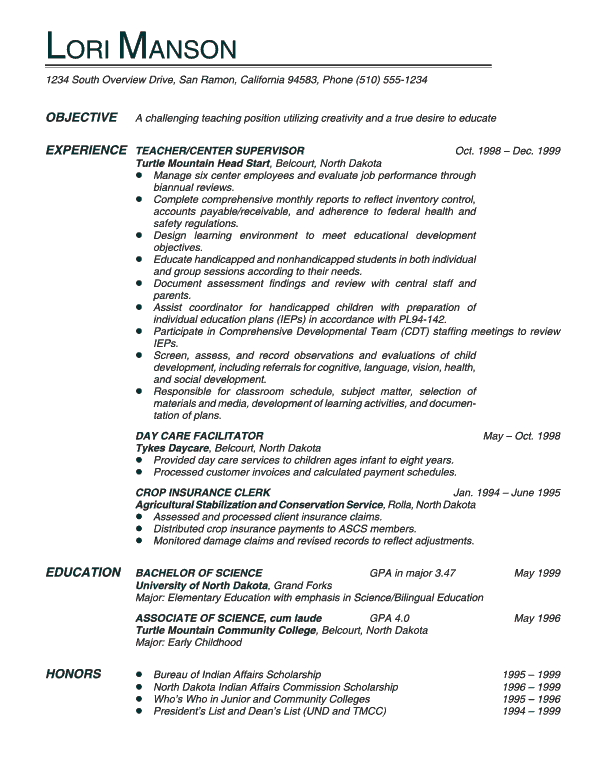 teacher resume template