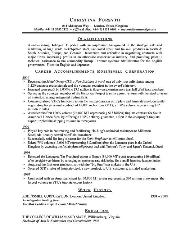 resume letter examples. resume sample (continued)