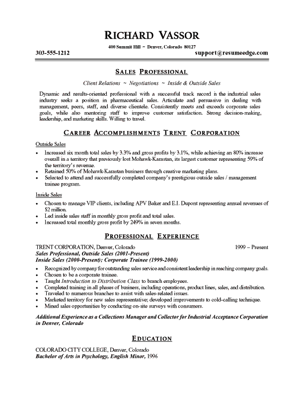 Sample Resume Sales