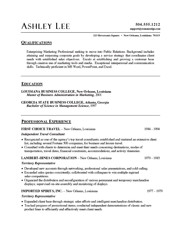 resume format template. Marketing resume template