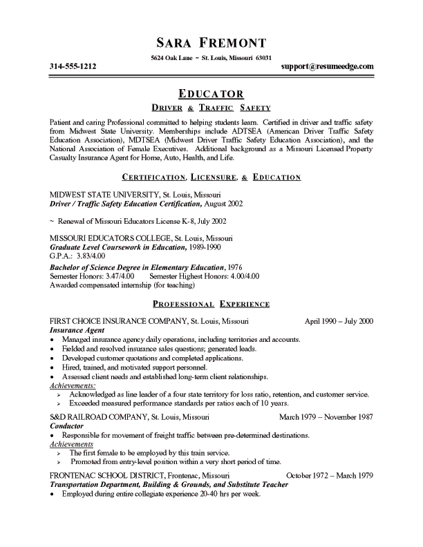 Teaching resume