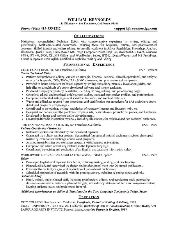 free sample resume cover letter