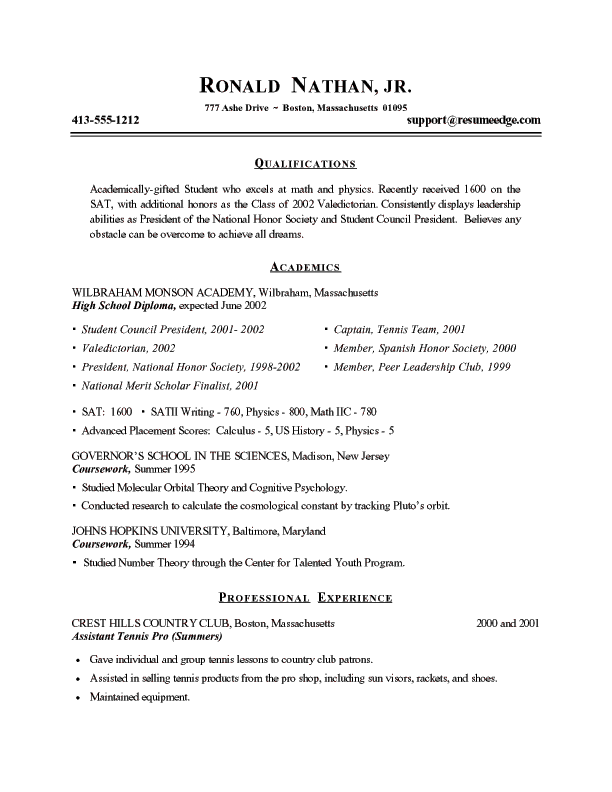 High School Grad Resume Template